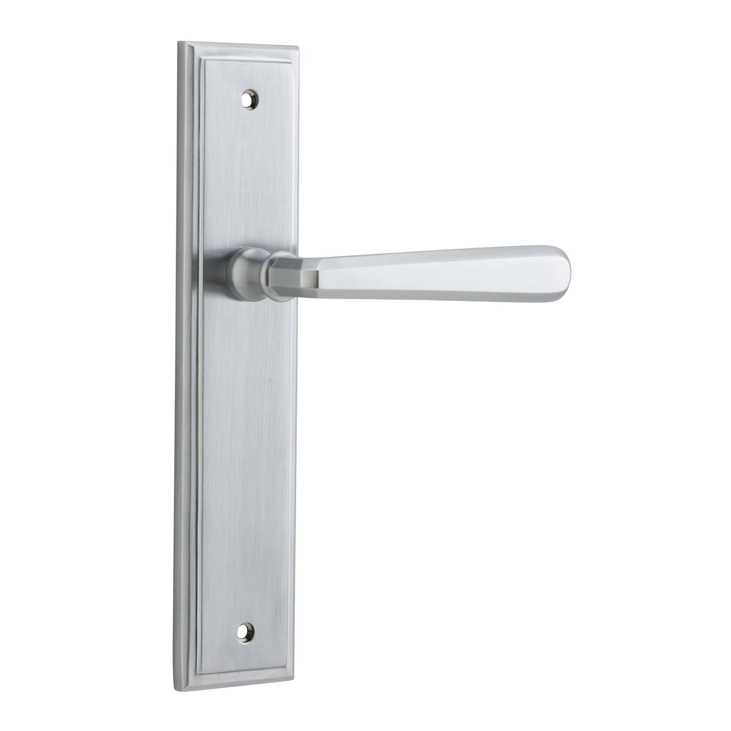 Iver Door Handle Copenhagen Stepped Latch Pair Brushed Chrome