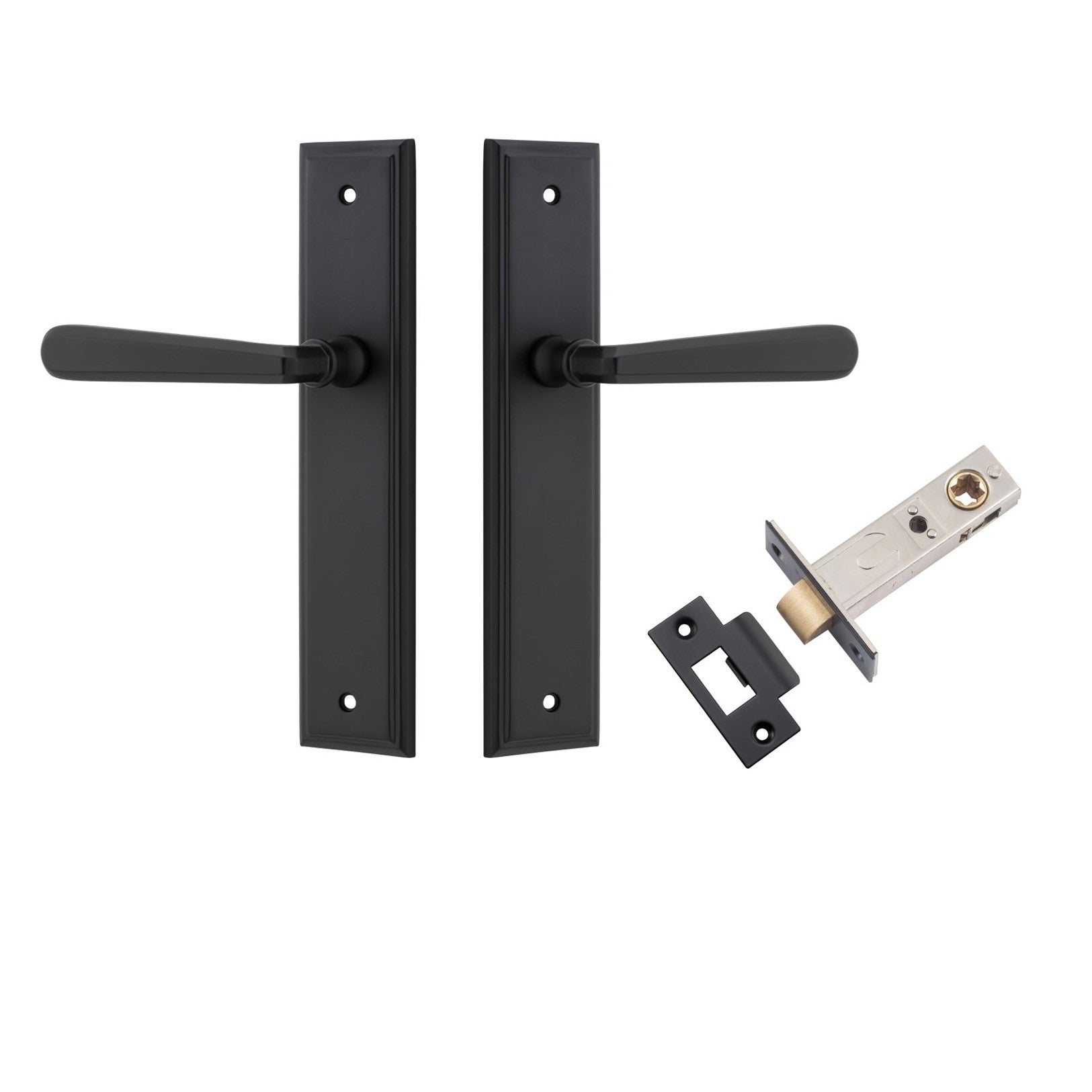 Iver Door Handle Copenhagen Stepped Latch Pair Matt Black Passage Kit