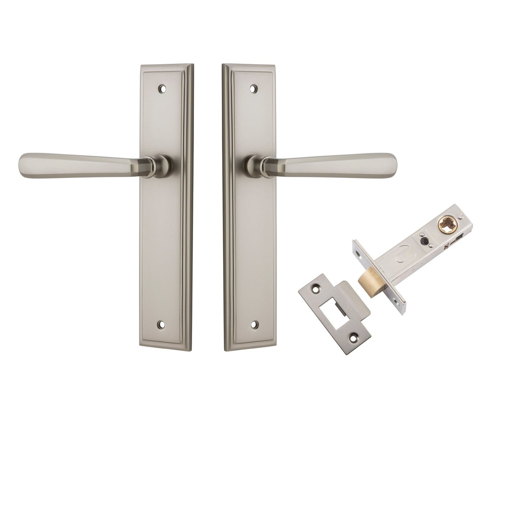 Iver Door Handle Copenhagen Stepped Latch Pair Satin Nickel Passage Kit