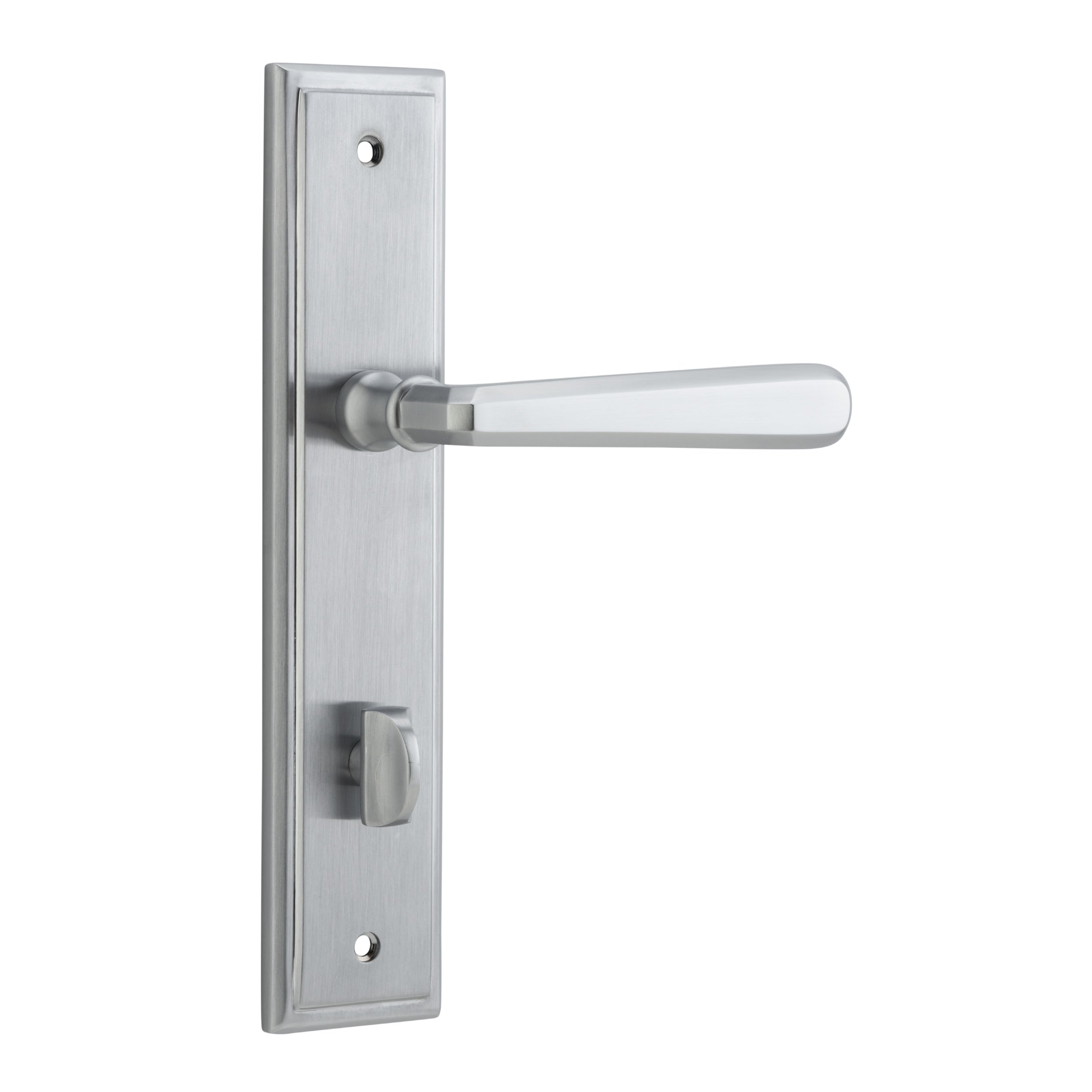 Iver Door Handle Copenhagen Stepped Privacy Pair Brushed Chrome