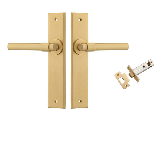Iver Door Handle Helsinki Chamfered Brushed Brass Passage Kit