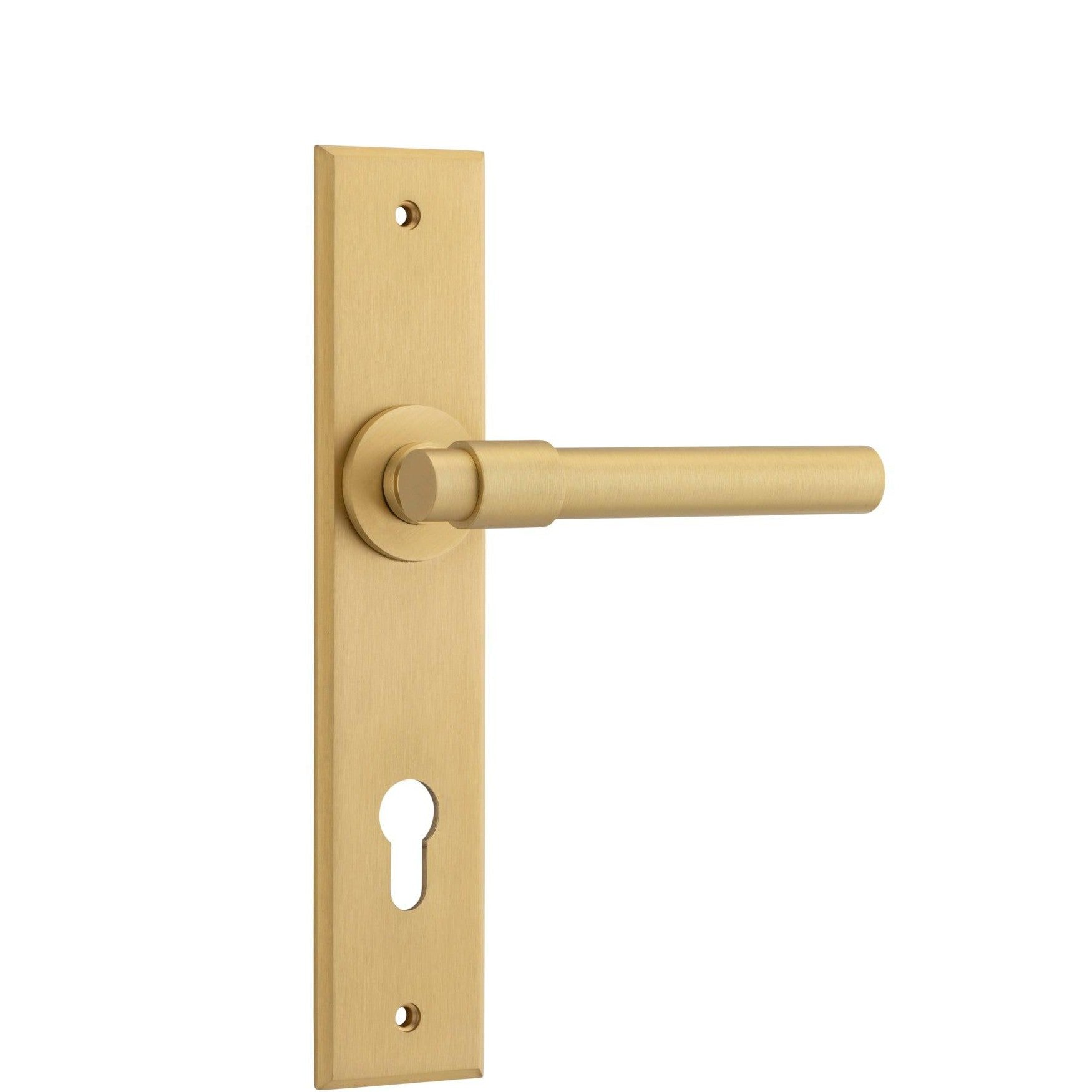 Iver Door Handle Helsinki Chamfered Euro Brushed Brass