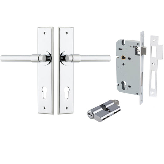 Iver Door Handle Helsinki Chamfered Key/Key Polished Chrome Entrance Kit