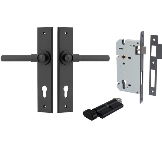 Iver Door Handle Helsinki Chamfered Key/Thumb Matt Black Entrance Kit
