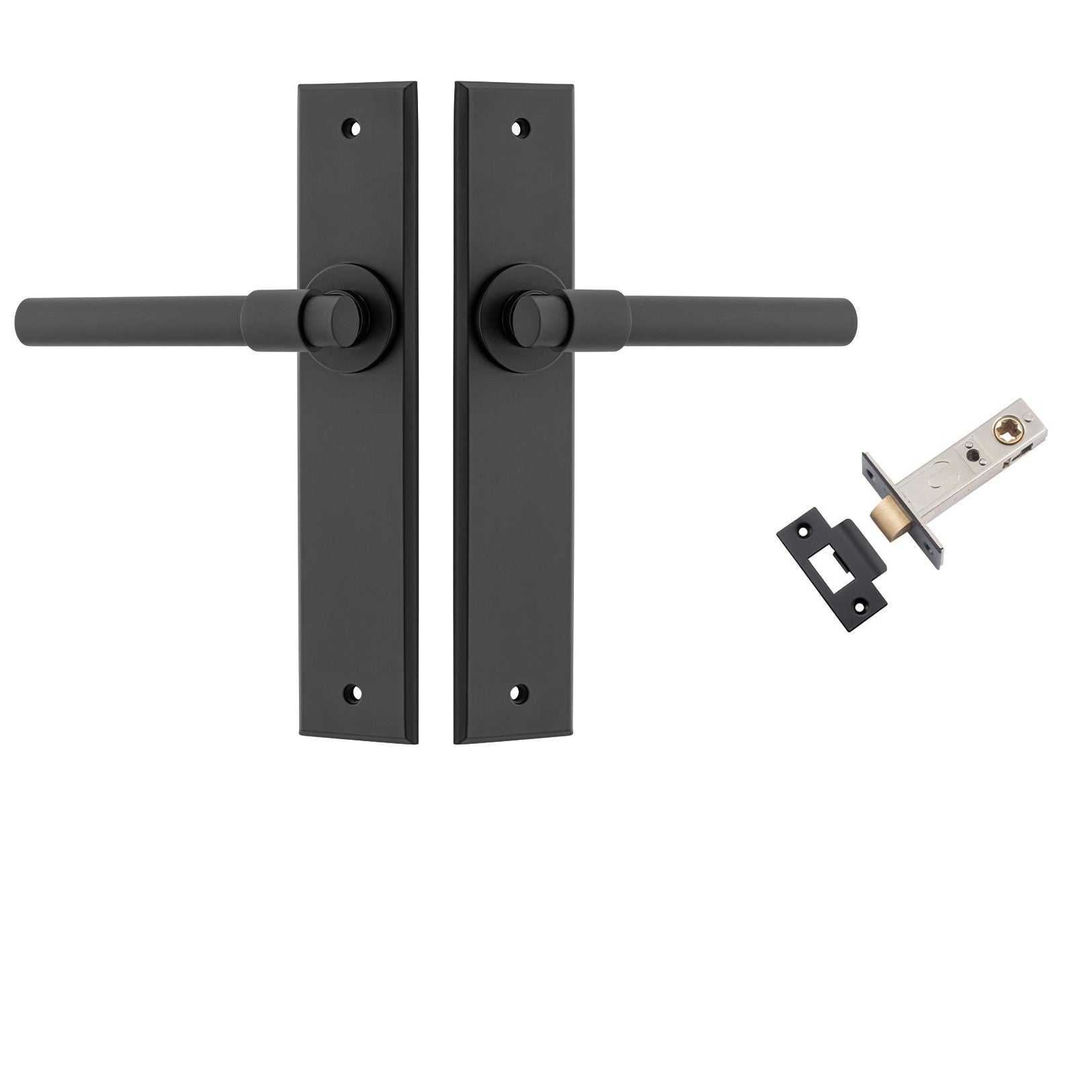 Iver Door Handle Helsinki Chamfered Matt Black Passage Kit