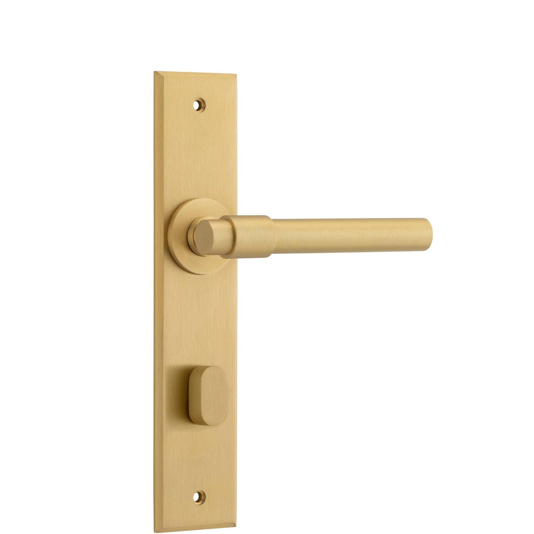 Iver Door Handle Helsinki Chamfered Privacy Brushed Brass