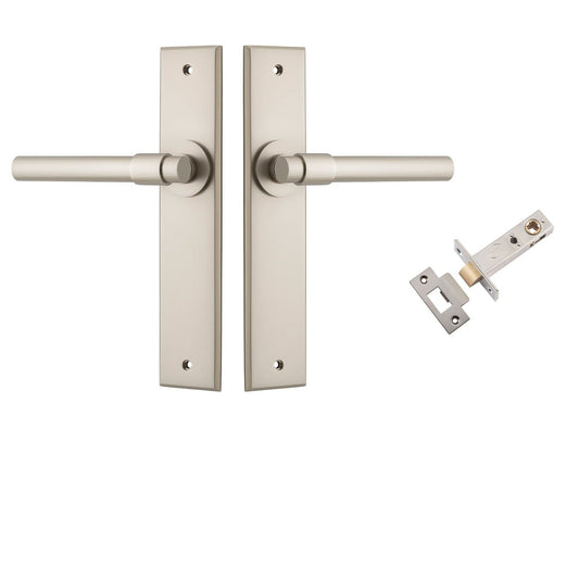 Iver Door Handle Helsinki Chamfered Satin Nickel Passage Kit