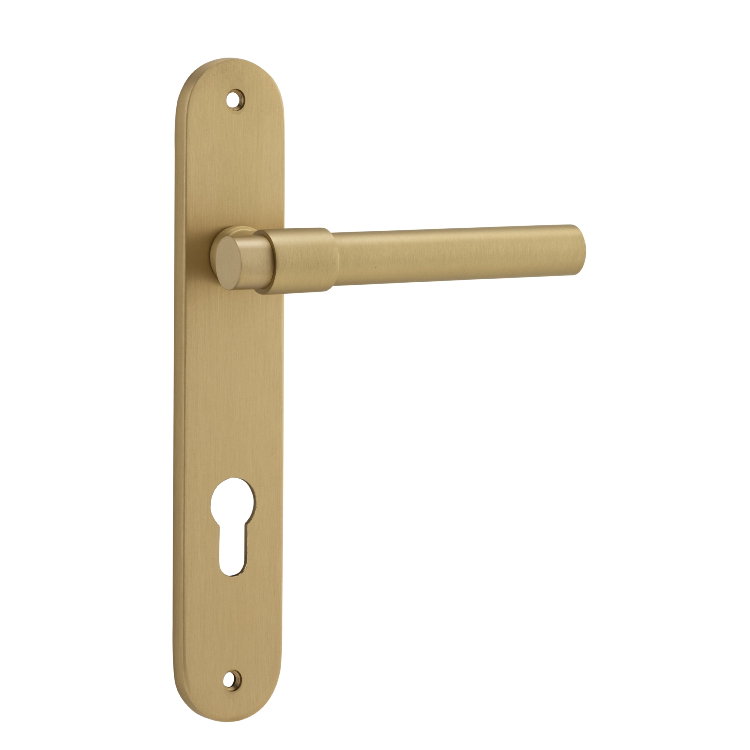 Iver Door Handle Helsinki Oval Euro Pair Brushed Brass