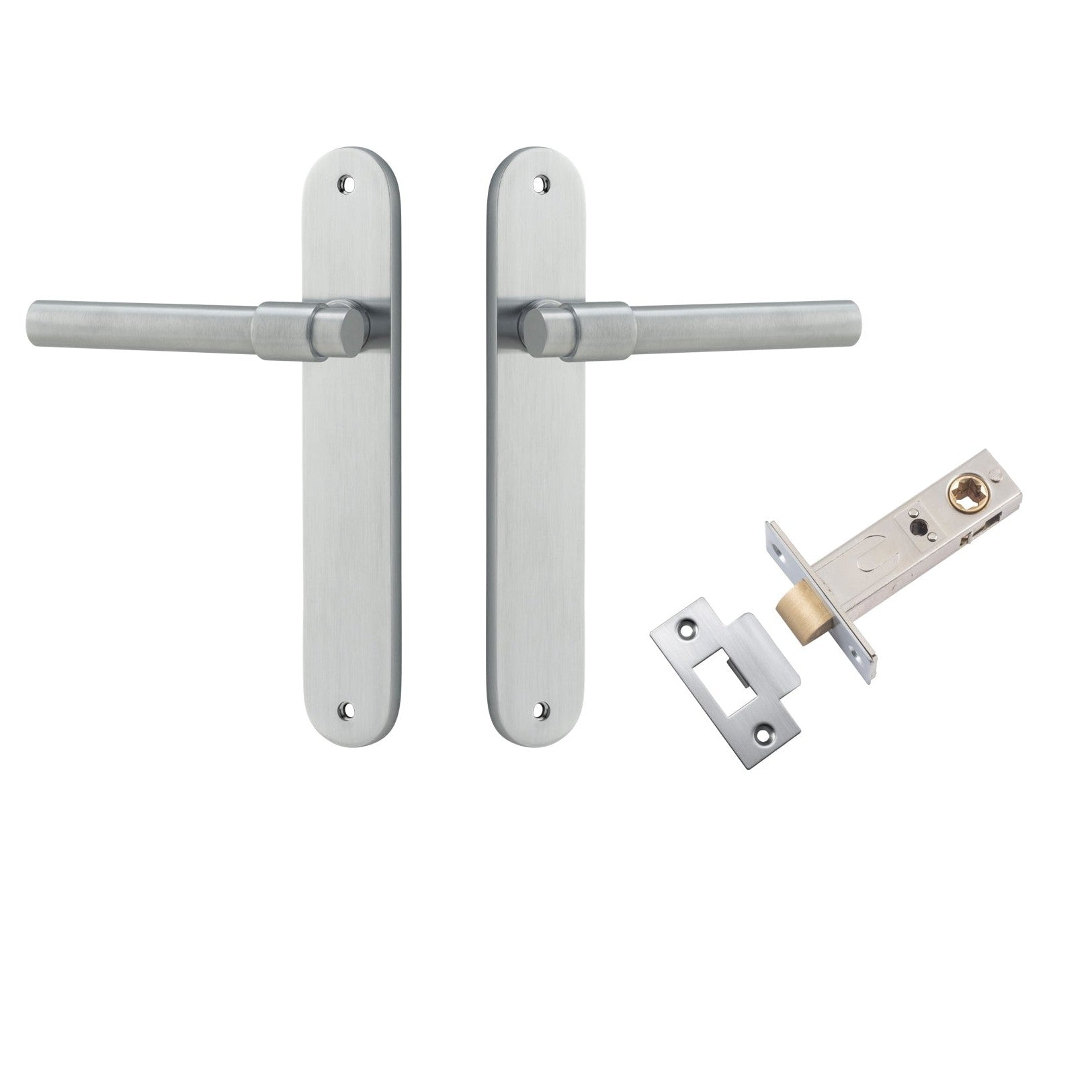 Iver Door Handle Helsinki Oval Latch Pair Brushed Chrome Passage Kit