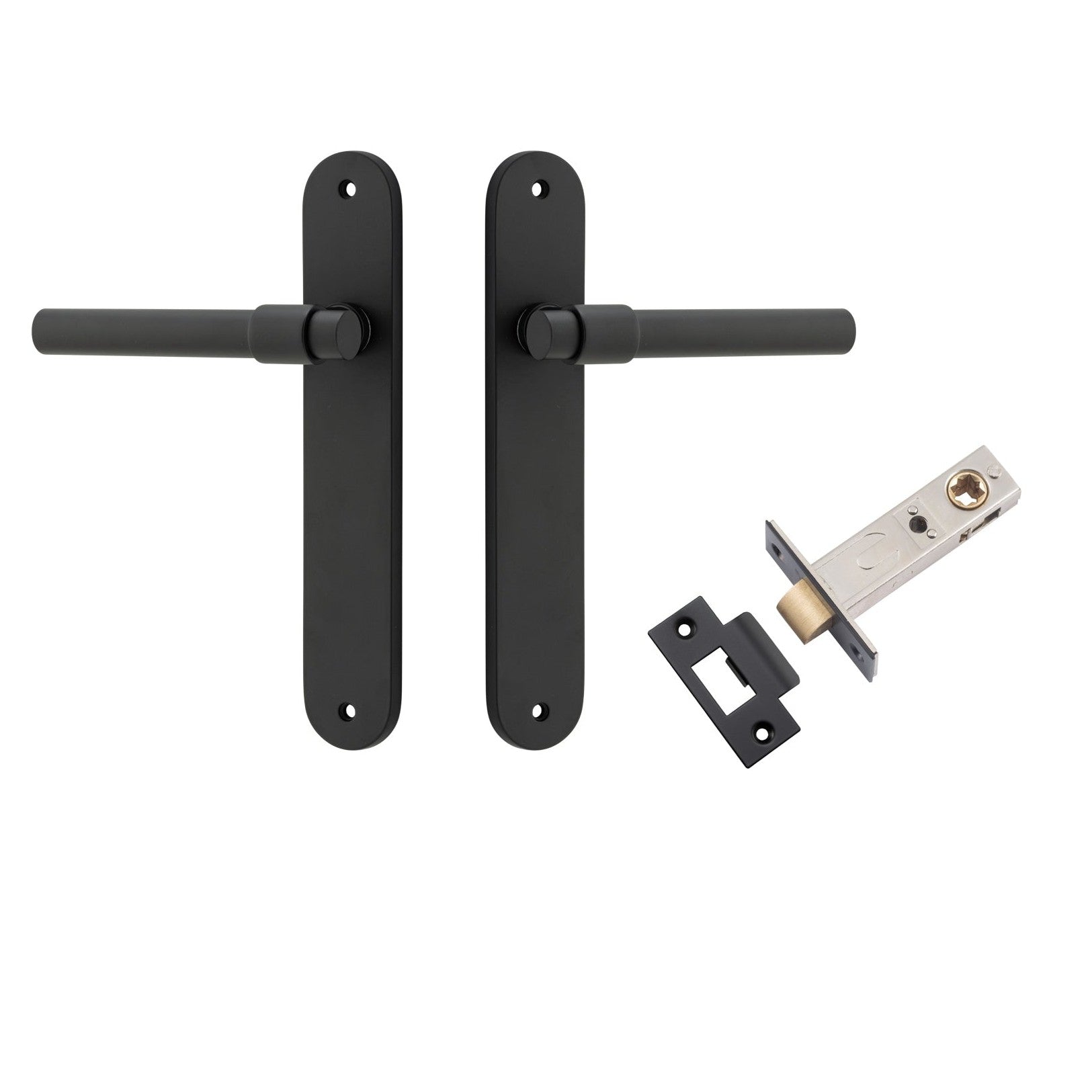 Iver Door Handle Helsinki Oval Latch Pair Matt Black Passage Kit