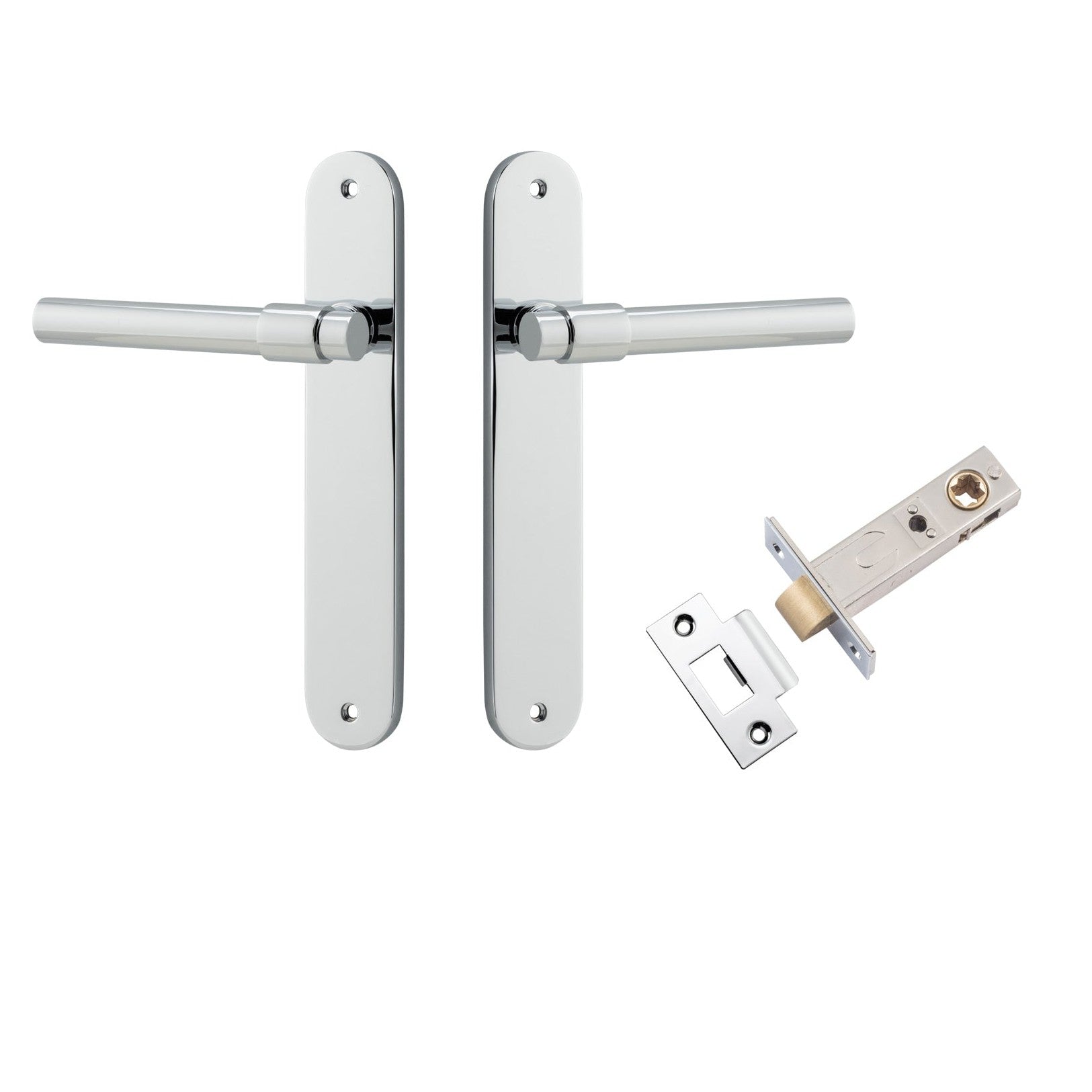 Iver Door Handle Helsinki Oval Latch Pair Polished Chrome Passage Kit