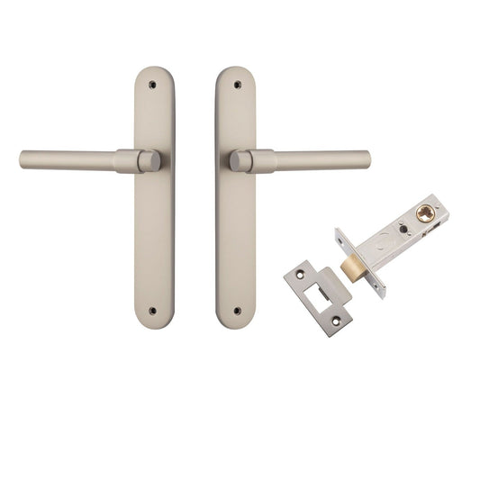 Iver Door Handle Helsinki Oval Latch Pair Satin Nickel Passage Kit