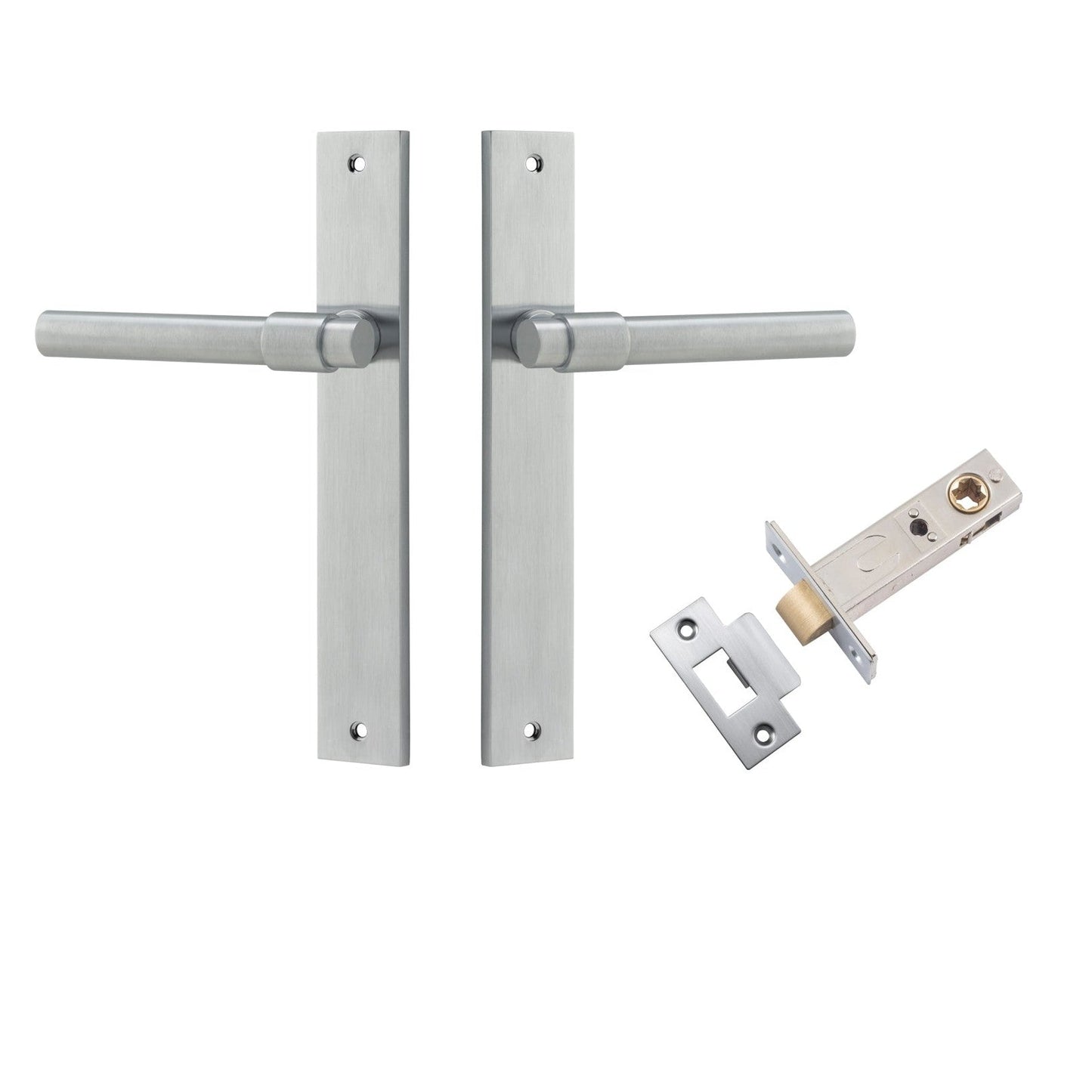 Iver Door Handle Helsinki Rectangular Latch Pair Brushed Chrome Passage Kit