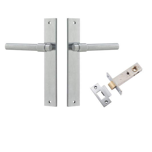 Iver Door Handle Helsinki Rectangular Latch Pair Brushed Chrome Passage Kit