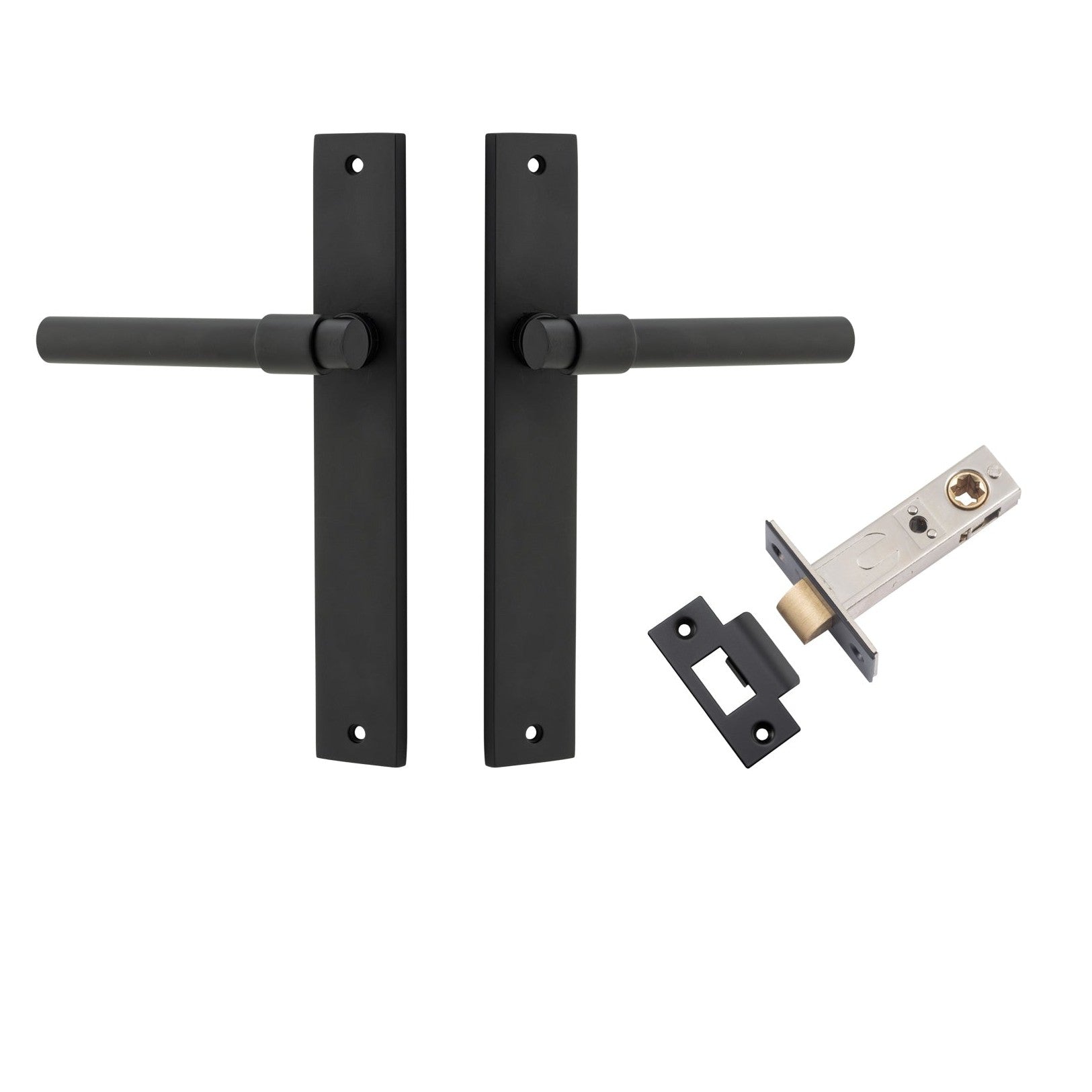 Iver Door Handle Helsinki Rectangular Latch Pair Matt Black Passage Kit