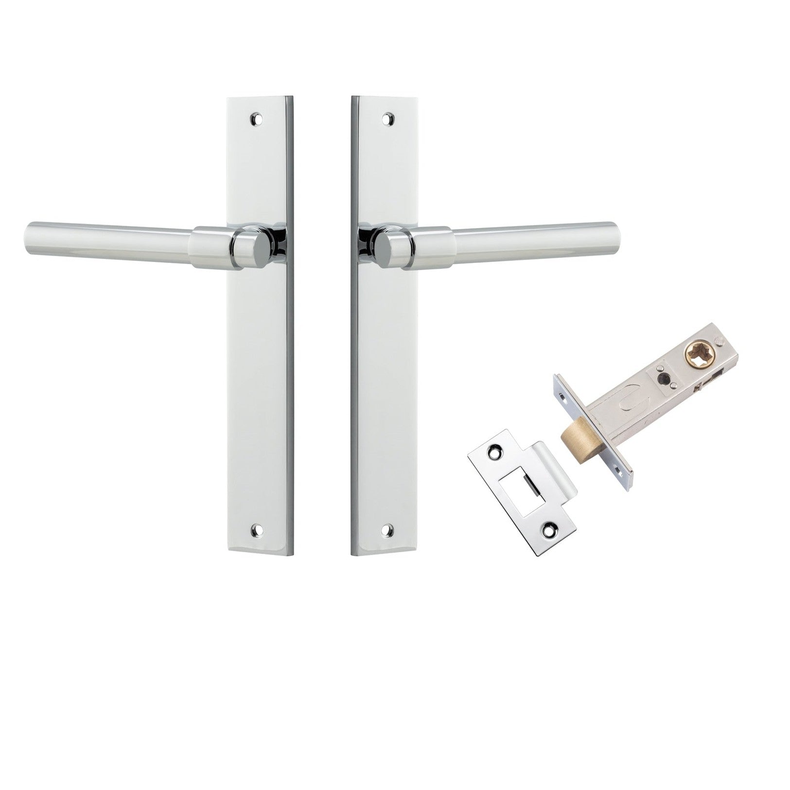 Iver Door Handle Helsinki Rectangular Latch Pair Polished Chrome Passage Kit