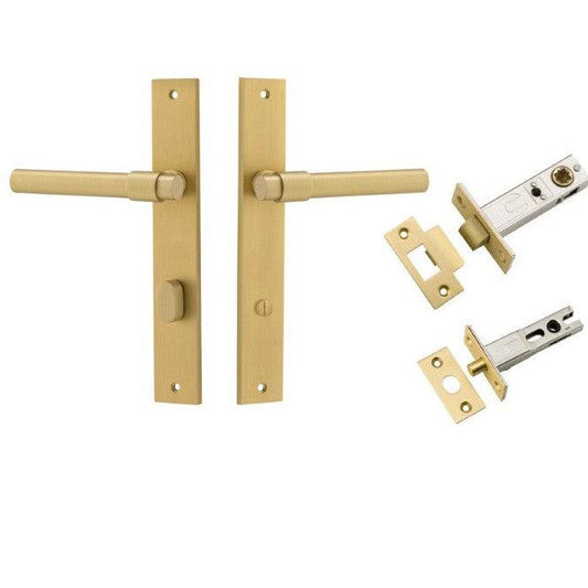 Iver Door Handle Helsinki Rectangular Privacy Pair Brushed Gold PVD Privacy Kit