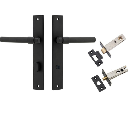Iver Door Handle Helsinki Rectangular Privacy Pair Matt Black Inbuilt Privacy Kit