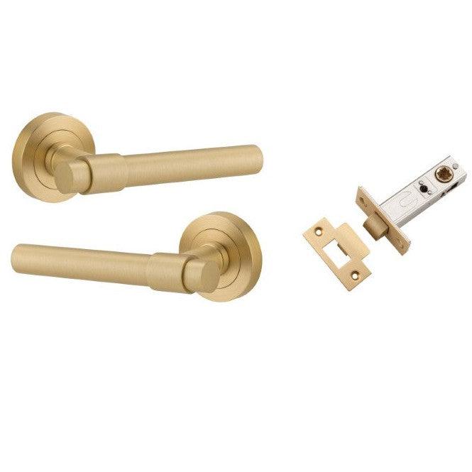 Iver Door Handle Helsinki Rose Round Pair Brushed Gold PVD Passage Kit