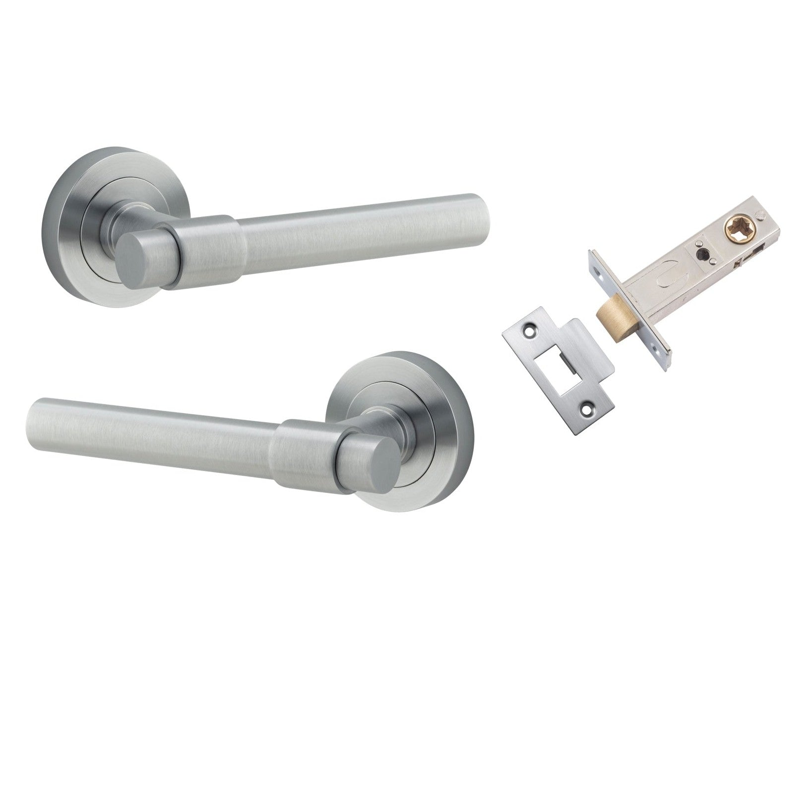 Iver Door Handle Helsinki Round Rose Brushed Chrome Passage Kit