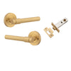 Iver Door Handle Helsinki Round Rose Inbuilt Privacy Pair Kit Brushed Brass