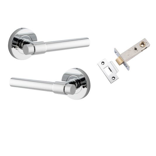 Iver Door Handle Helsinki Round Rose Inbuilt Privacy Pair Kit Polished Chrome