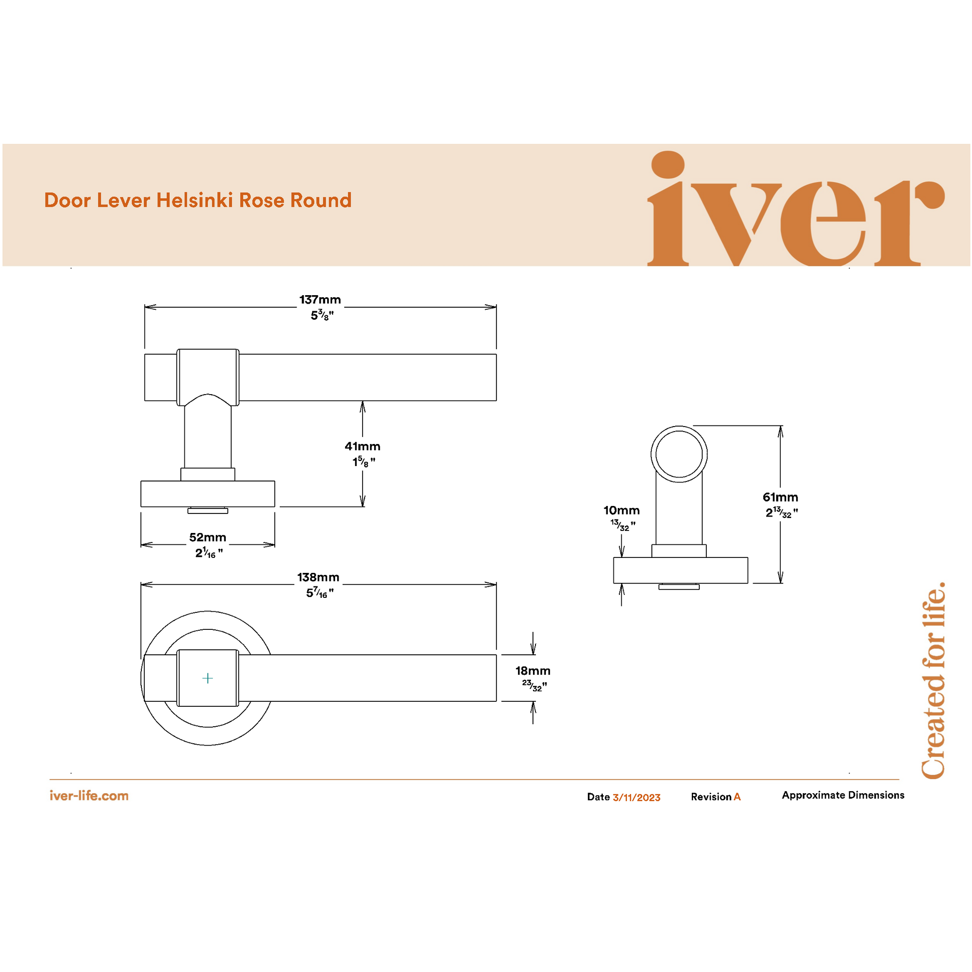 Iver Door Handle Helsinki Round Rose Key/Key Polished Chrome Entrance Kit