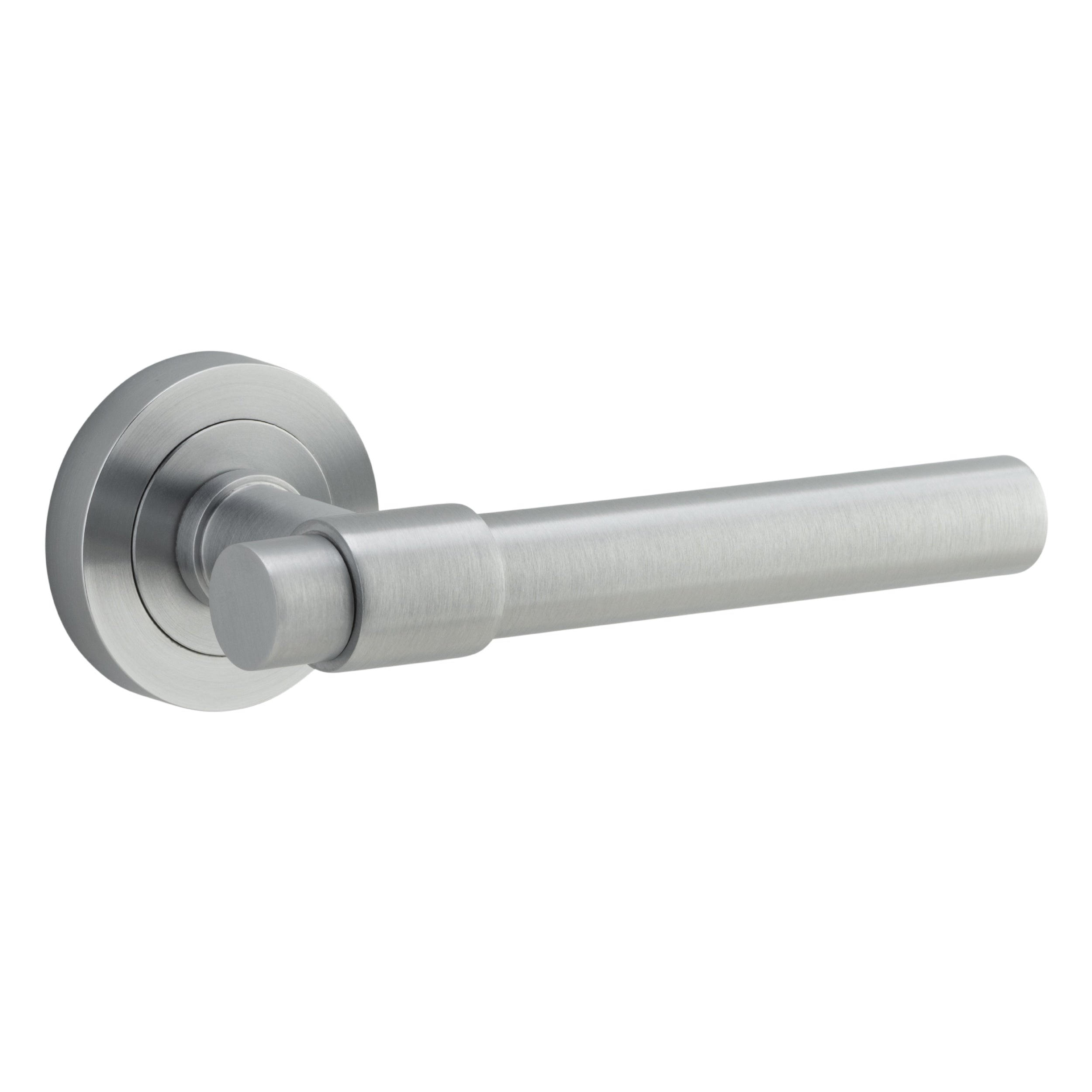 Iver Door Handle Helsinki Round Rose Pair Brushed Chrome