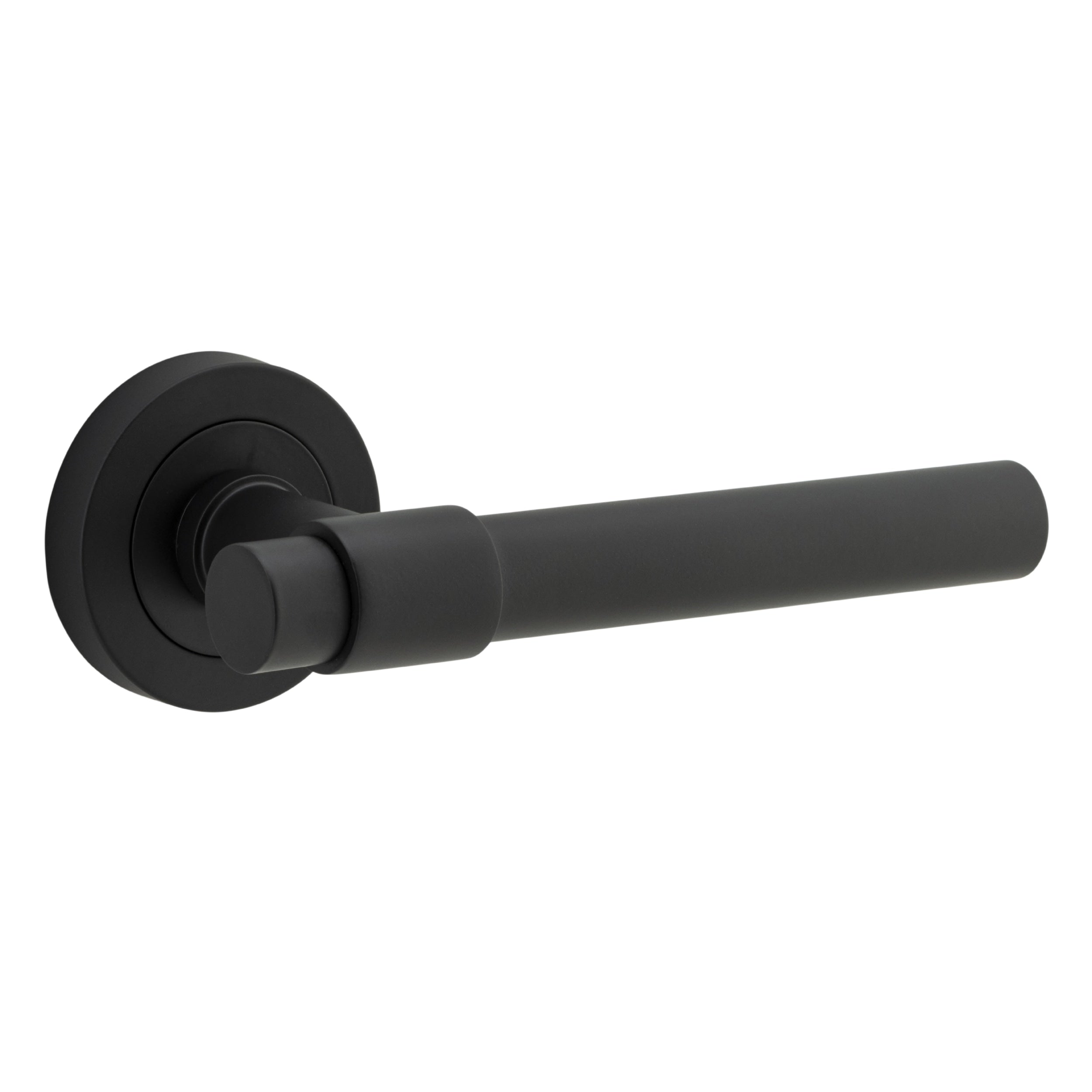 Iver Door Handle Helsinki Round Rose Pair Matt Black