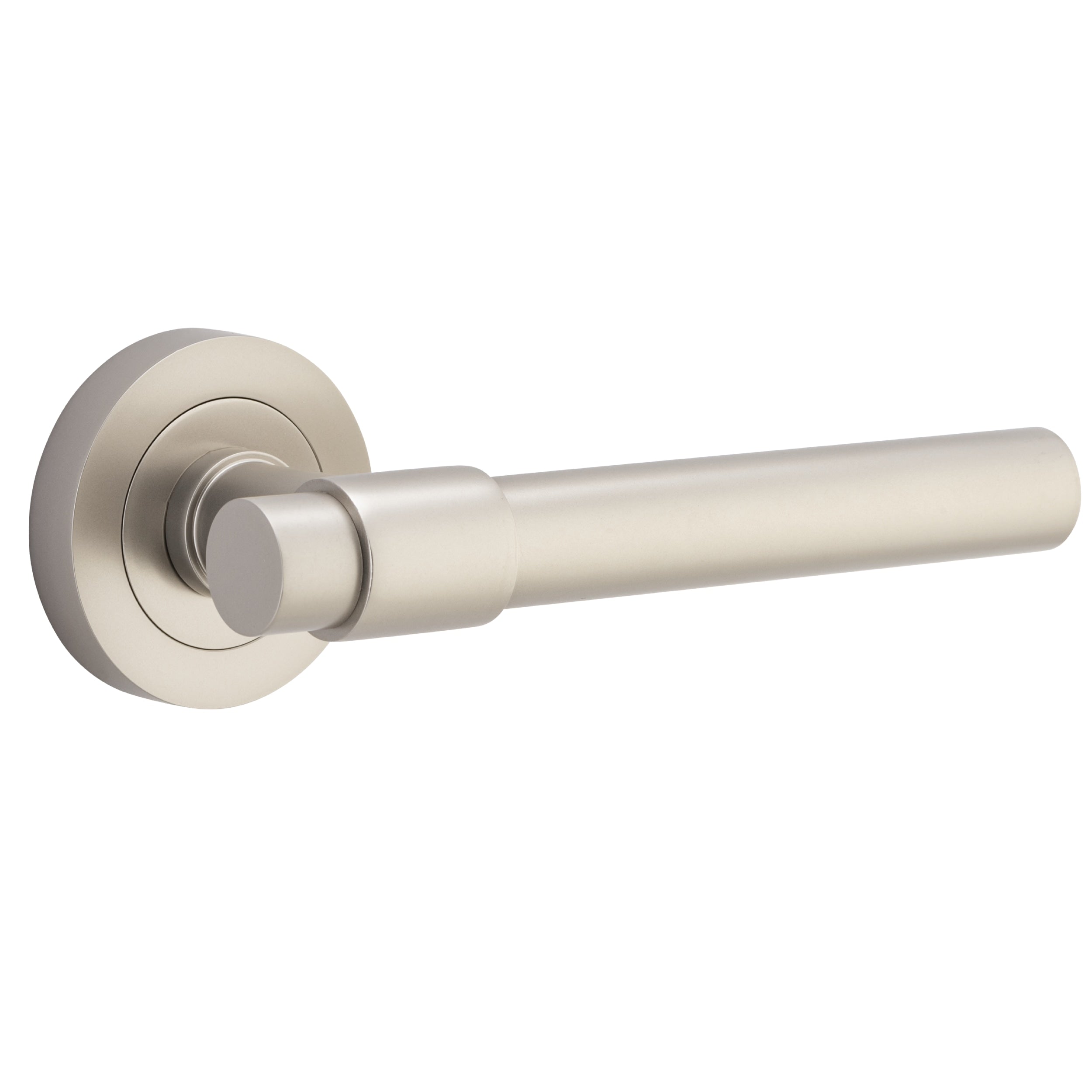 Iver Door Handle Helsinki Round Rose Pair Satin Nickel