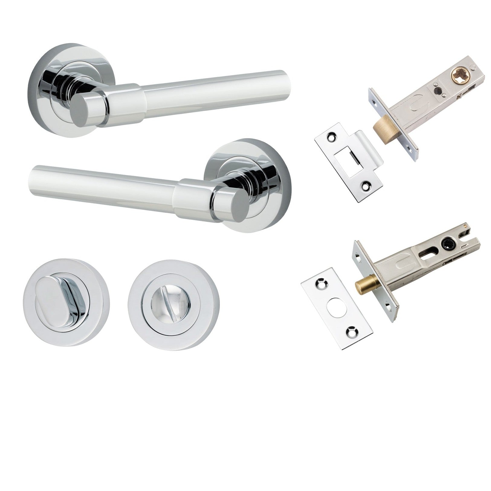 Iver Door Handle Helsinki Round Rose Polished Chrome Privacy Kit