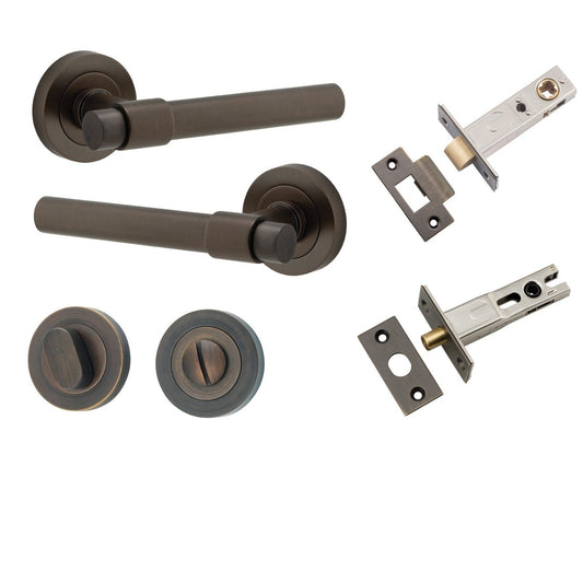 Iver Door Handle Helsinki Round Rose Signature Brass Privacy Kit