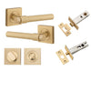 Iver Door Handle Helsinki Square Rose Brushed Brass Privacy Kit