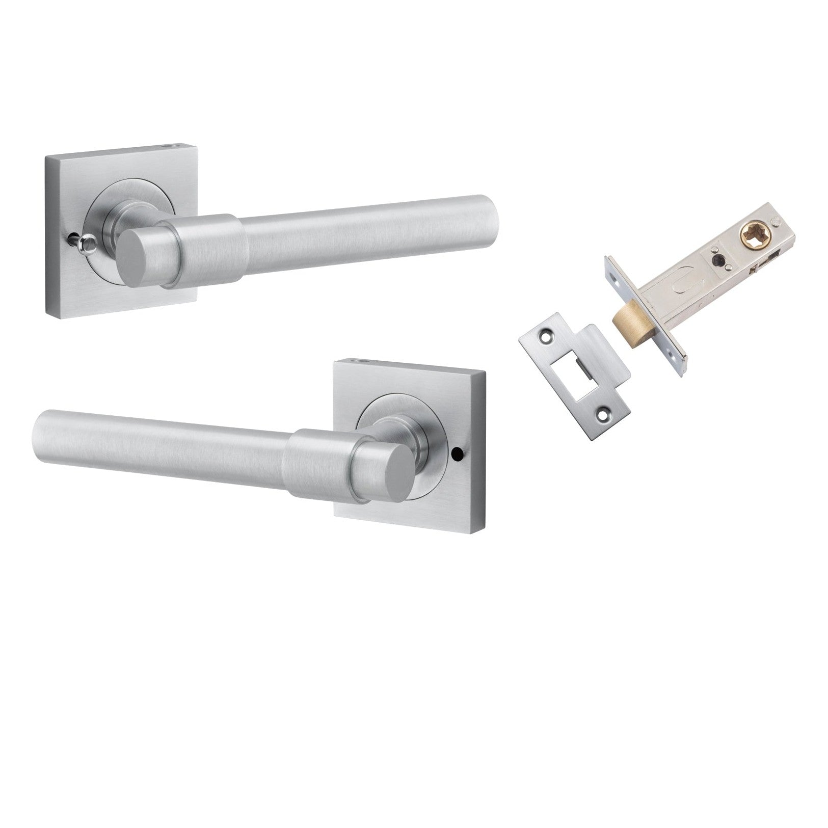 Iver Door Handle Helsinki Square Rose Inbuilt Privacy Pair Kit Brushed Chrome