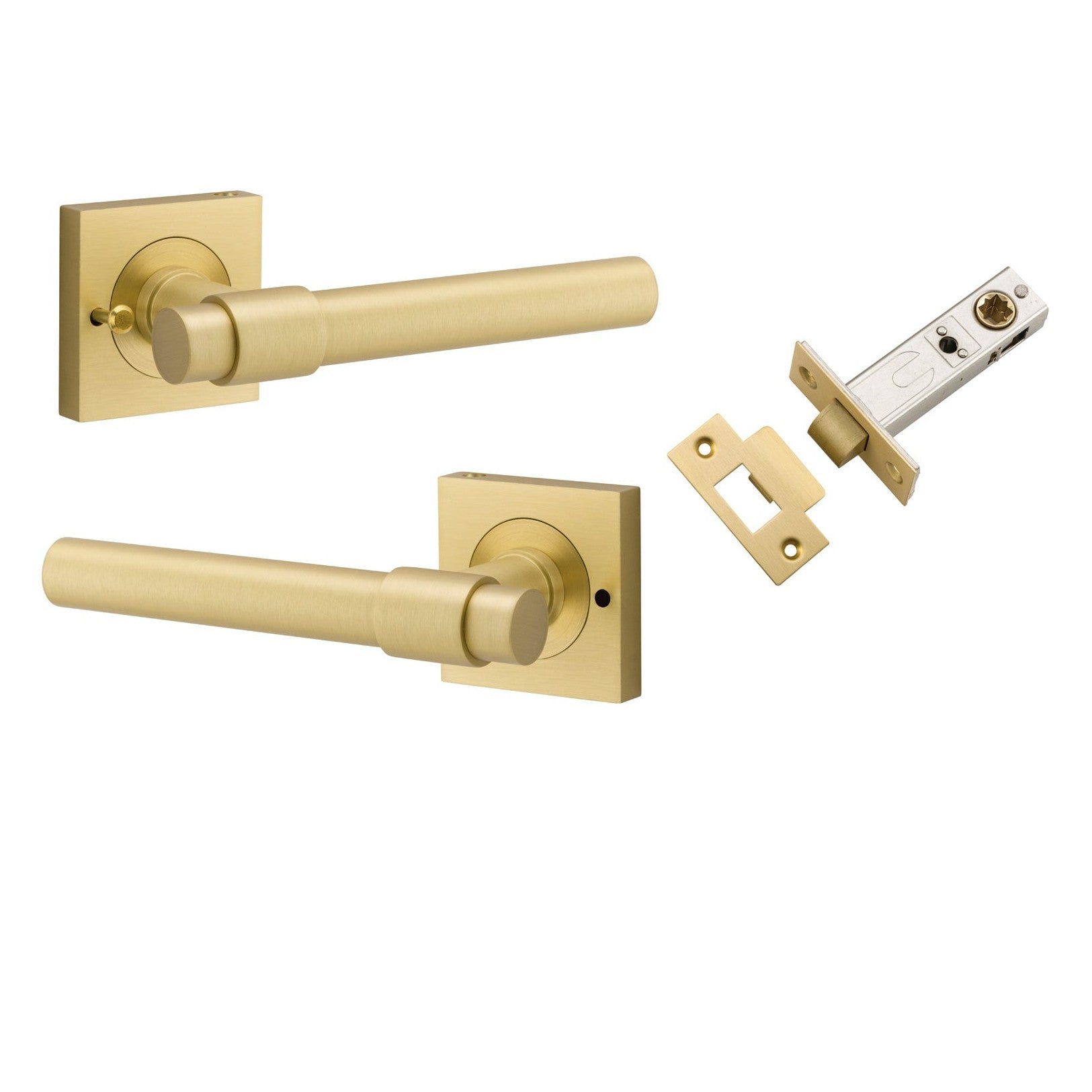 Iver Door Handle Helsinki Square Rose Inbuilt Privacy Pair Kit Brushed Gold PVD