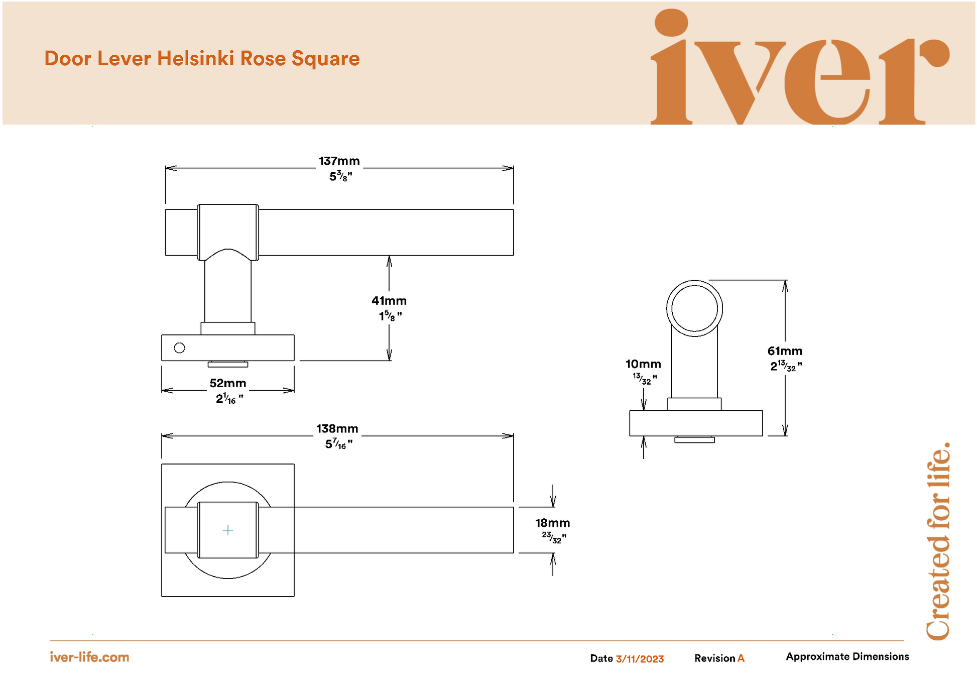 Iver Door Handle Helsinki Square Rose Inbuilt Privacy Pair Kit Polished Chrome