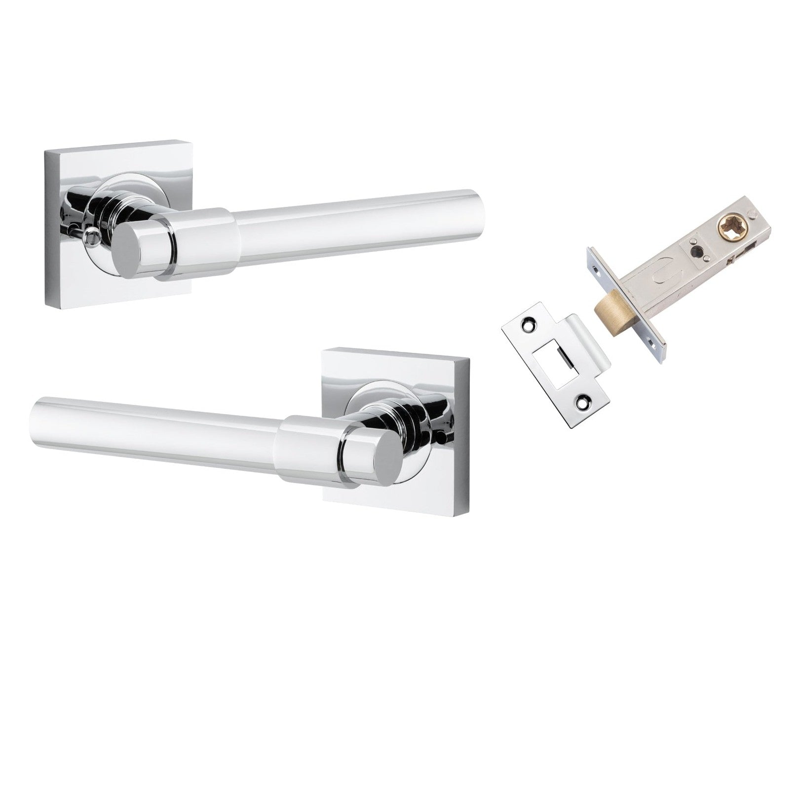 Iver Door Handle Helsinki Square Rose Inbuilt Privacy Pair Kit Polished Chrome