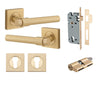 Iver Door Handle Helsinki Square Rose Key/Key Brushed Brass Entrance Kit