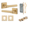 Iver Door Handle Helsinki Square Rose Key/Thumb Brushed Brass Entrance Kit