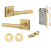 Iver Door Handle Helsinki Square Rose Key/Thumb Brushed Gold PVD Entrance Kit