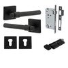 Iver Door Handle Helsinki Square Rose Key/Thumb Matt Black Entrance Kit