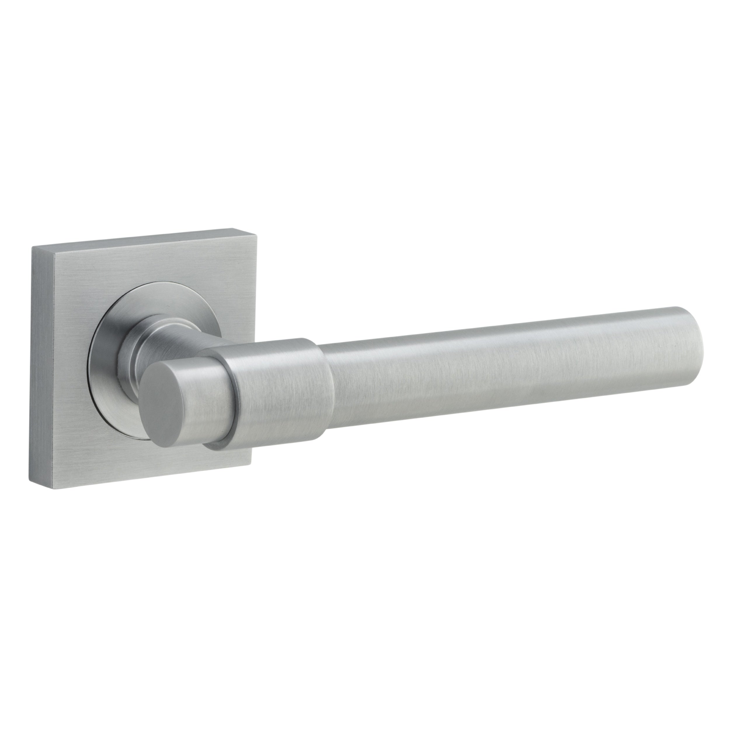 Iver Door Handle Helsinki Square Rose Pair Brushed Chrome