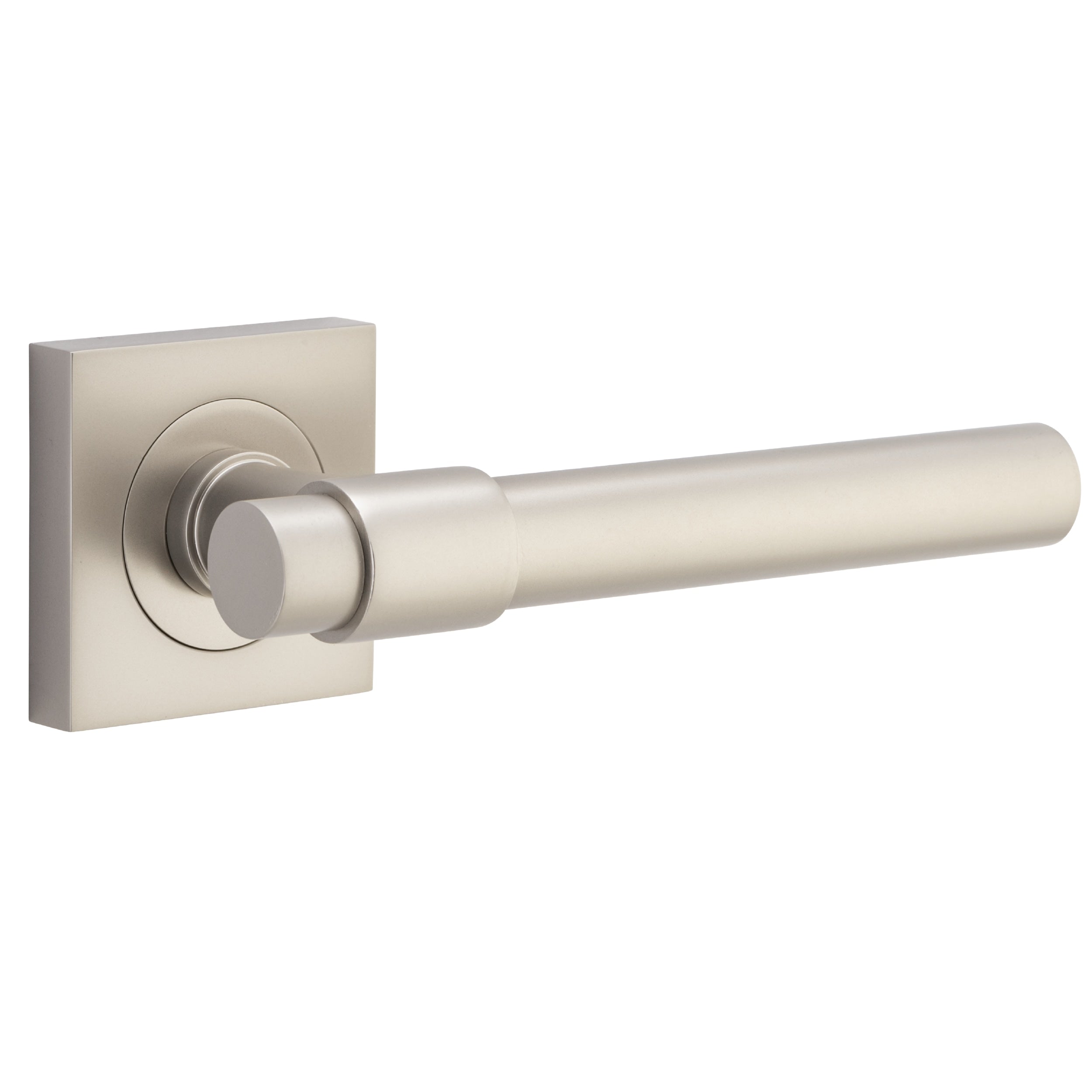 Iver Door Handle Helsinki Square Rose Pair Satin Nickel