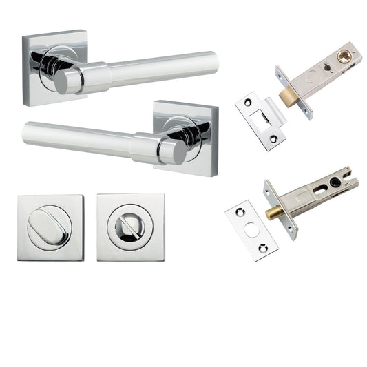 Iver Door Handle Helsinki Square Rose Polished Chrome Privacy Kit