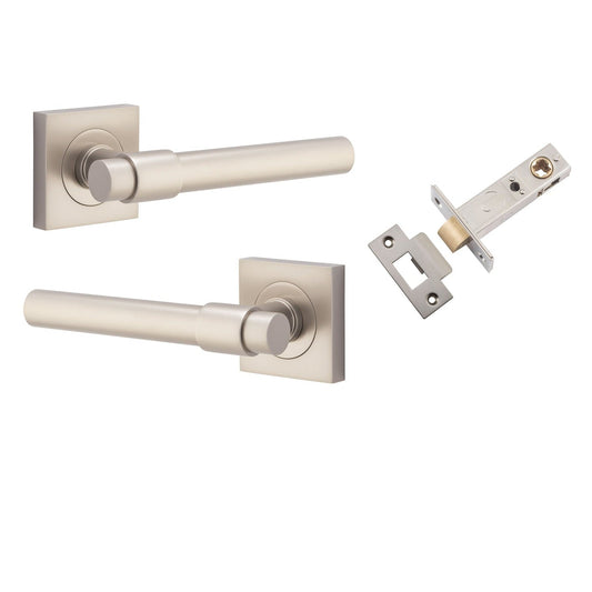 Iver Door Handle Helsinki Square Rose Satin Nickel Passage Kit
