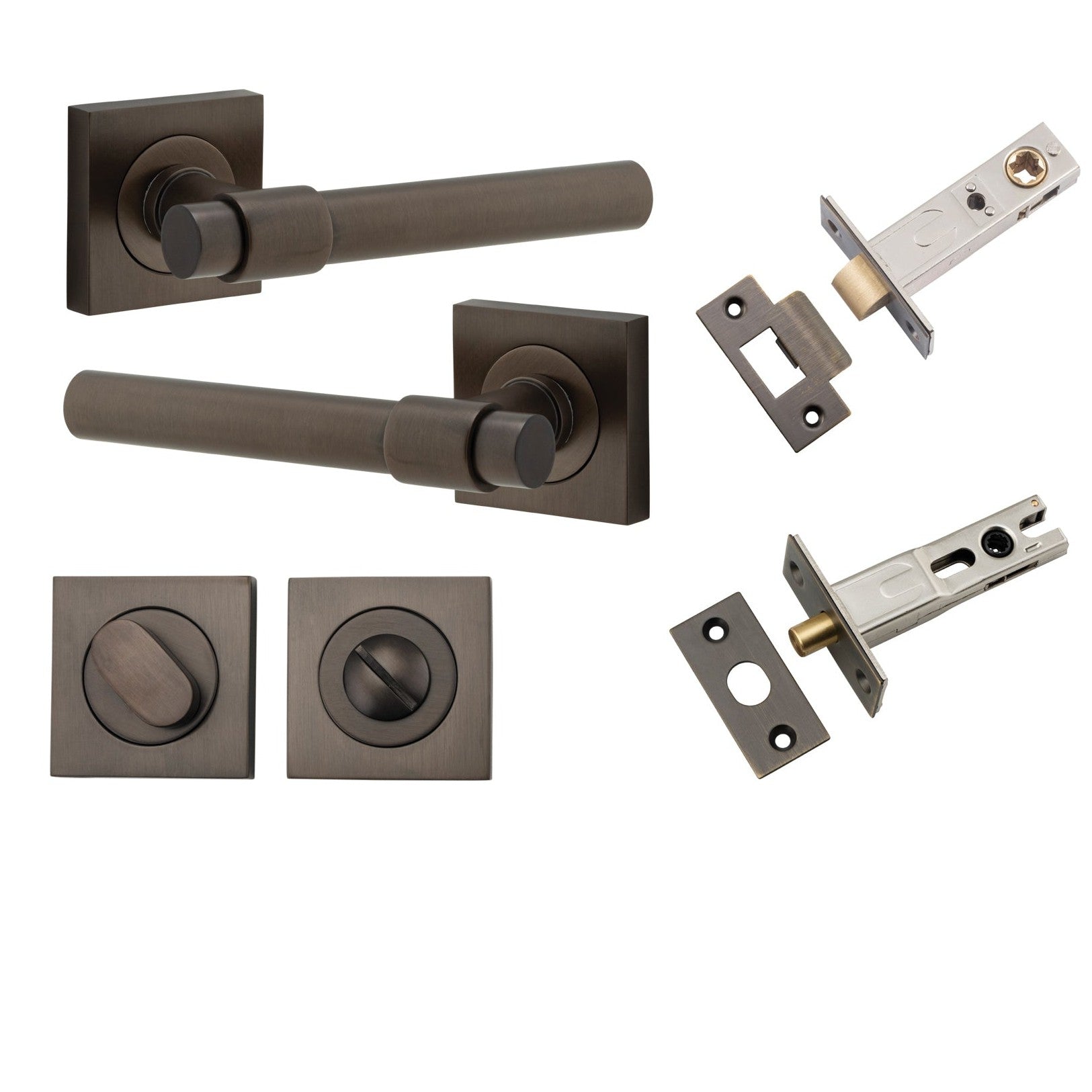 Iver Door Handle Helsinki Square Rose Signature Brass Privacy Kit