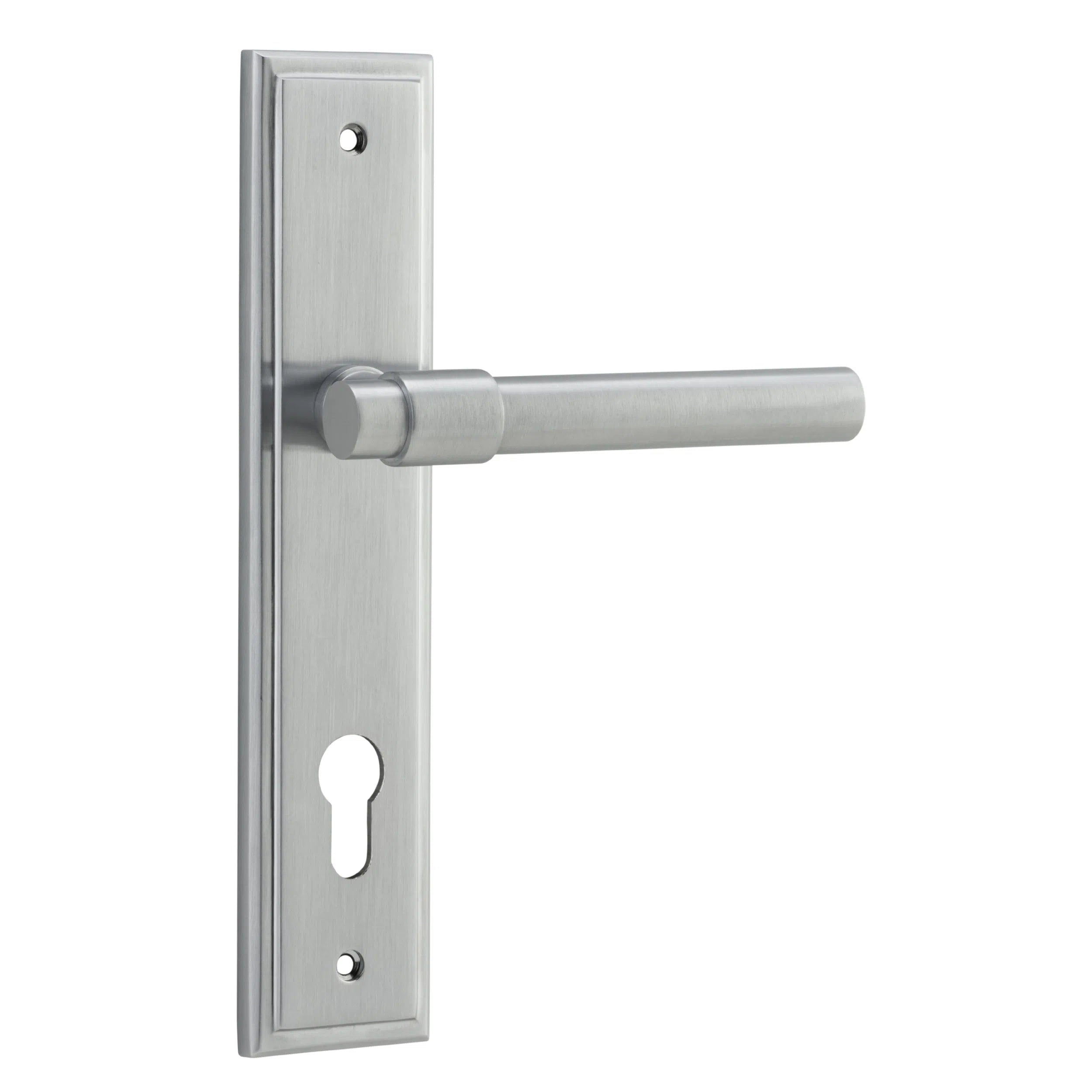 Iver Door Handle Helsinki Stepped Euro Pair Brushed Chrome