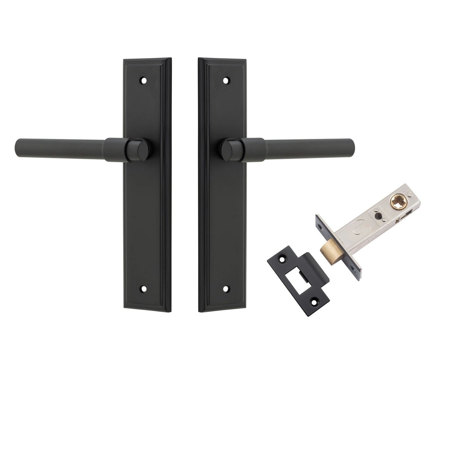 Iver Door Handle Helsinki Stepped Latch Pair Matt Black Passage Kit