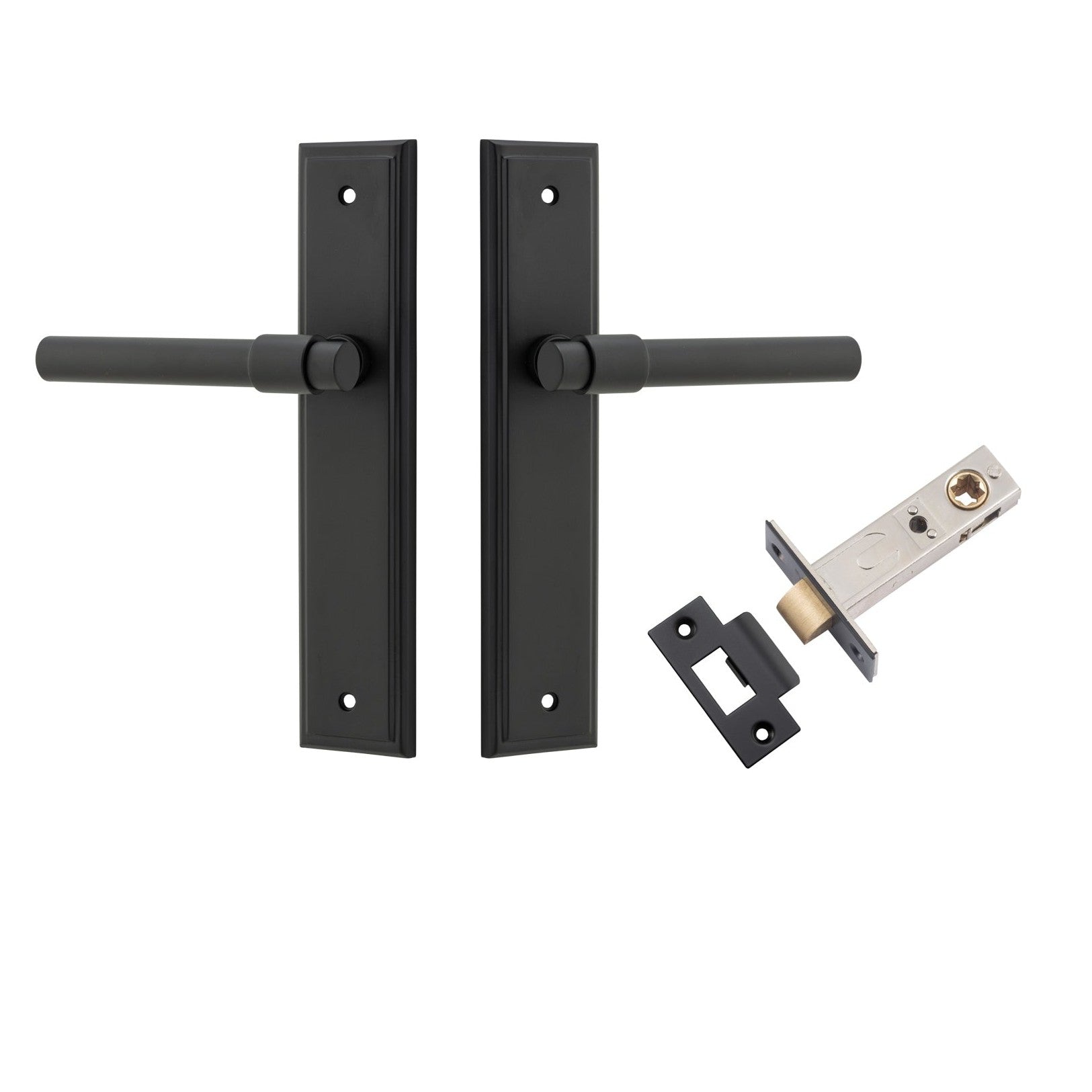 Iver Door Handle Helsinki Stepped Latch Pair Matt Black Passage Kit
