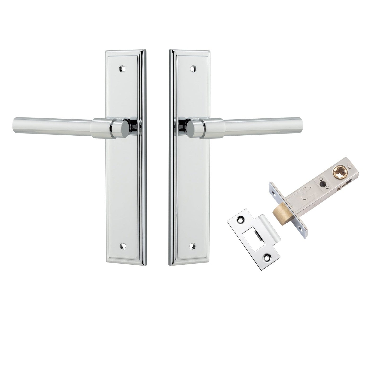 Iver Door Handle Helsinki Stepped Latch Pair Polished Chrome Passage Kit